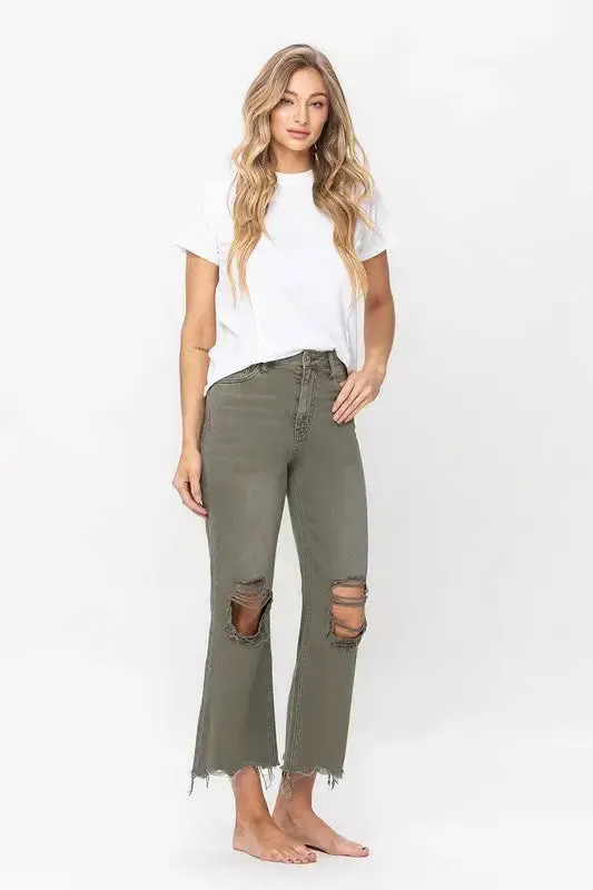 THE DARCY 90'S VINTAGE HIGH RISE CROP FLARE JEANS-BEETLE