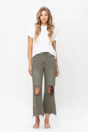 THE DARCY 90'S VINTAGE HIGH RISE CROP FLARE JEANS-BEETLE
