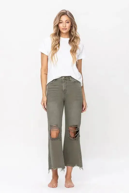 THE DARCY 90'S VINTAGE HIGH RISE CROP FLARE JEANS-BEETLE
