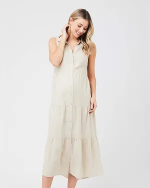 'Tracy' Tiered Nursing Dress - Natural