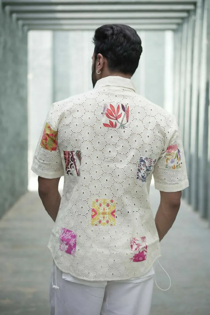 Unisex Schiffli Patchwork Shirt