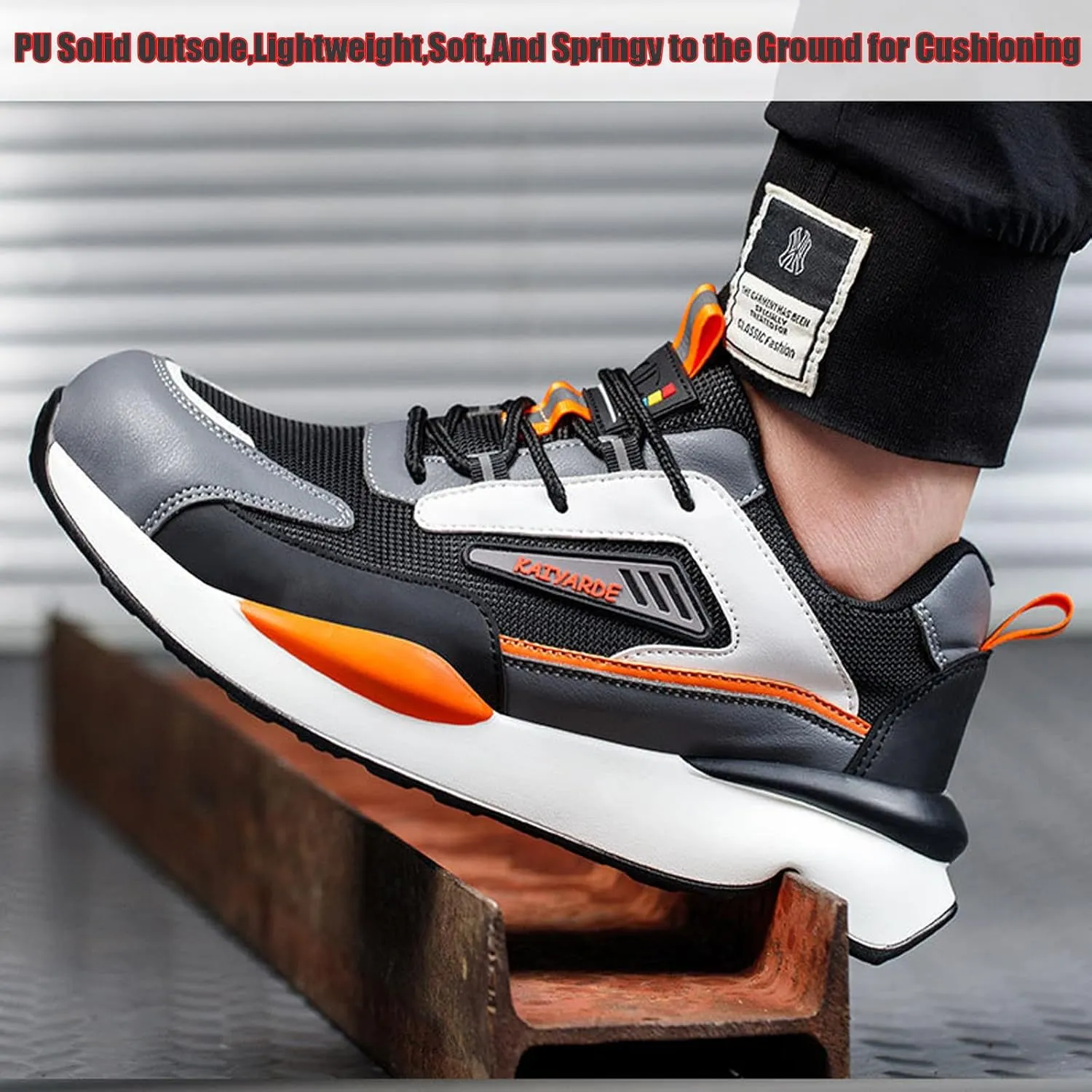 Unisex Steel Toe Boots Labor Shoes Work Shoes Safety Shoes Welding Shoes Protect Your Toes Waterproof and Puncture Resistant,Orange-EU-43
