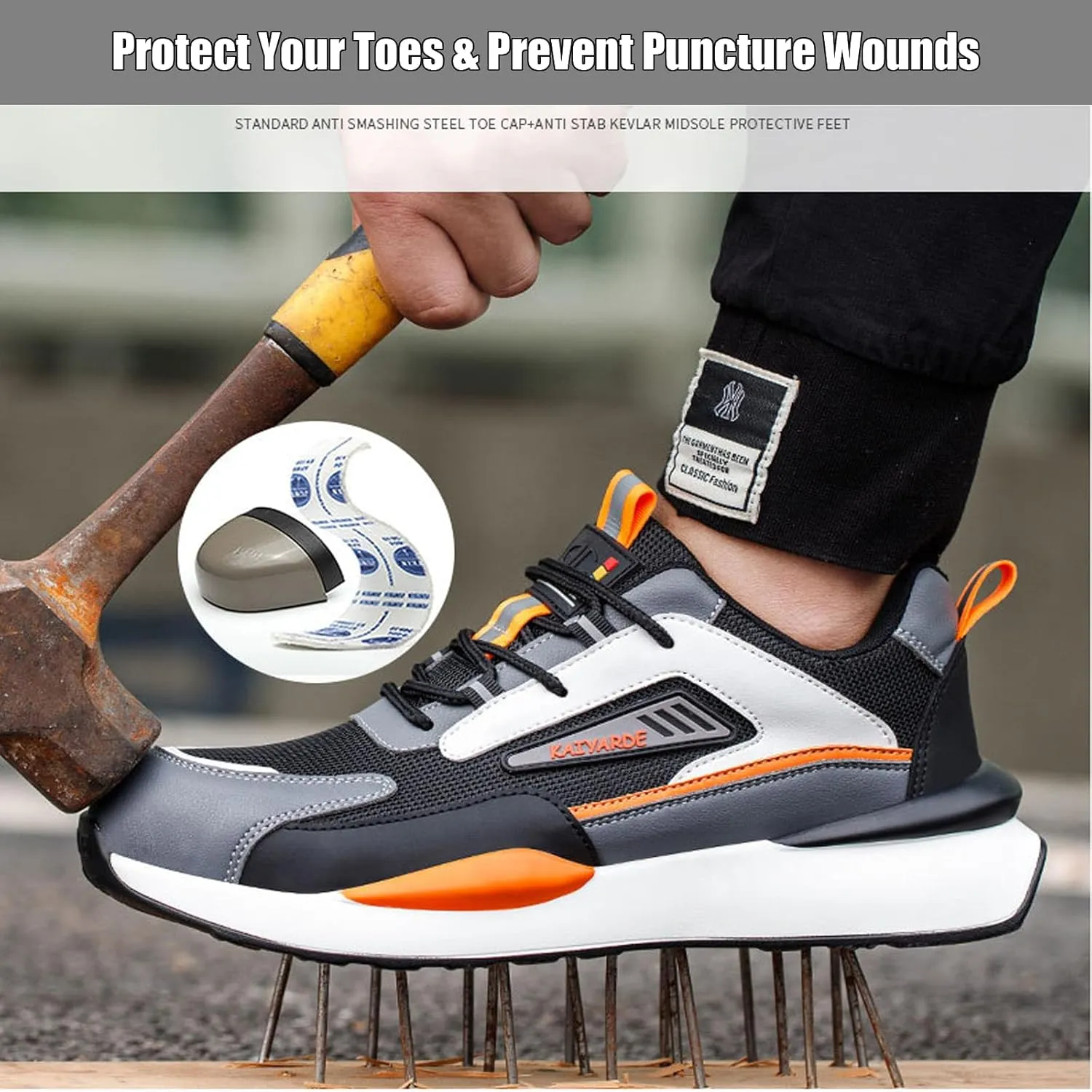 Unisex Steel Toe Boots Labor Shoes Work Shoes Safety Shoes Welding Shoes Protect Your Toes Waterproof and Puncture Resistant,Orange-EU-43