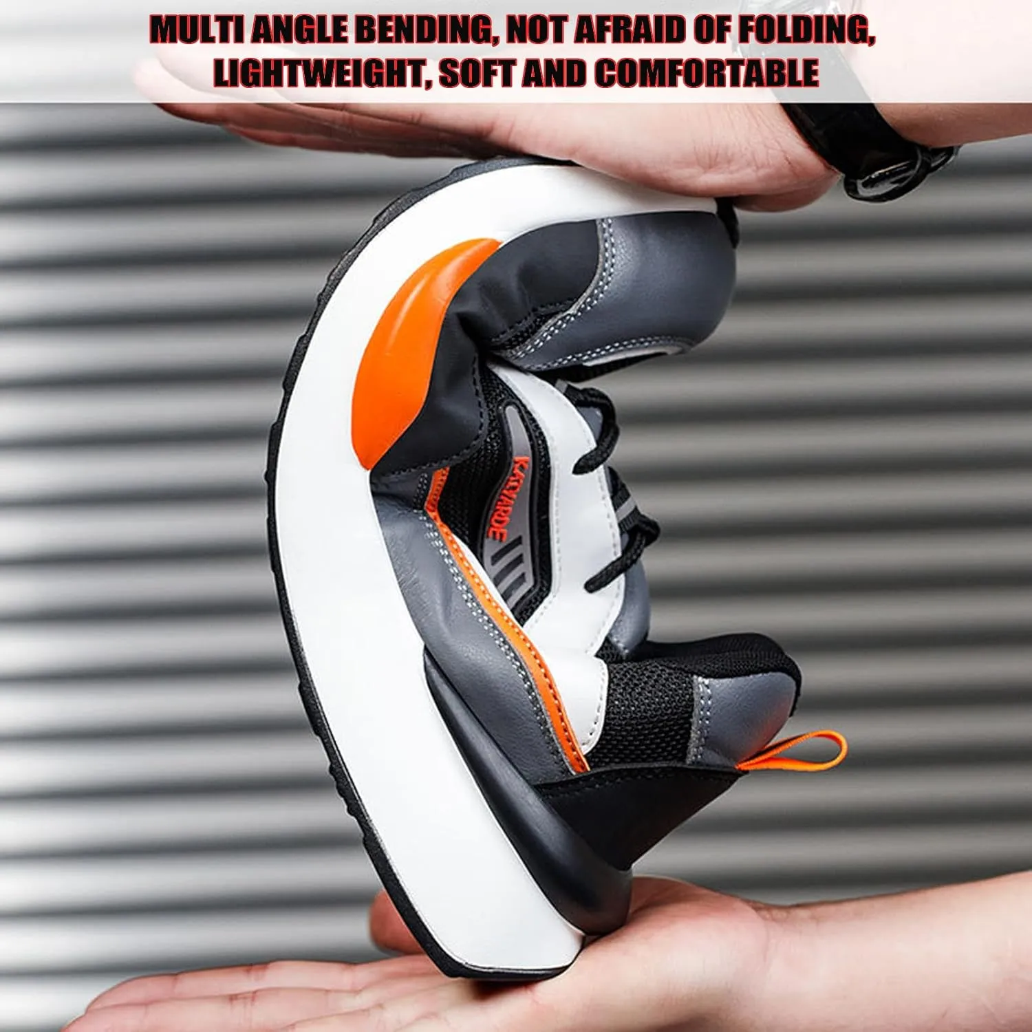 Unisex Steel Toe Boots Labor Shoes Work Shoes Safety Shoes Welding Shoes Protect Your Toes Waterproof and Puncture Resistant,Orange-EU-43