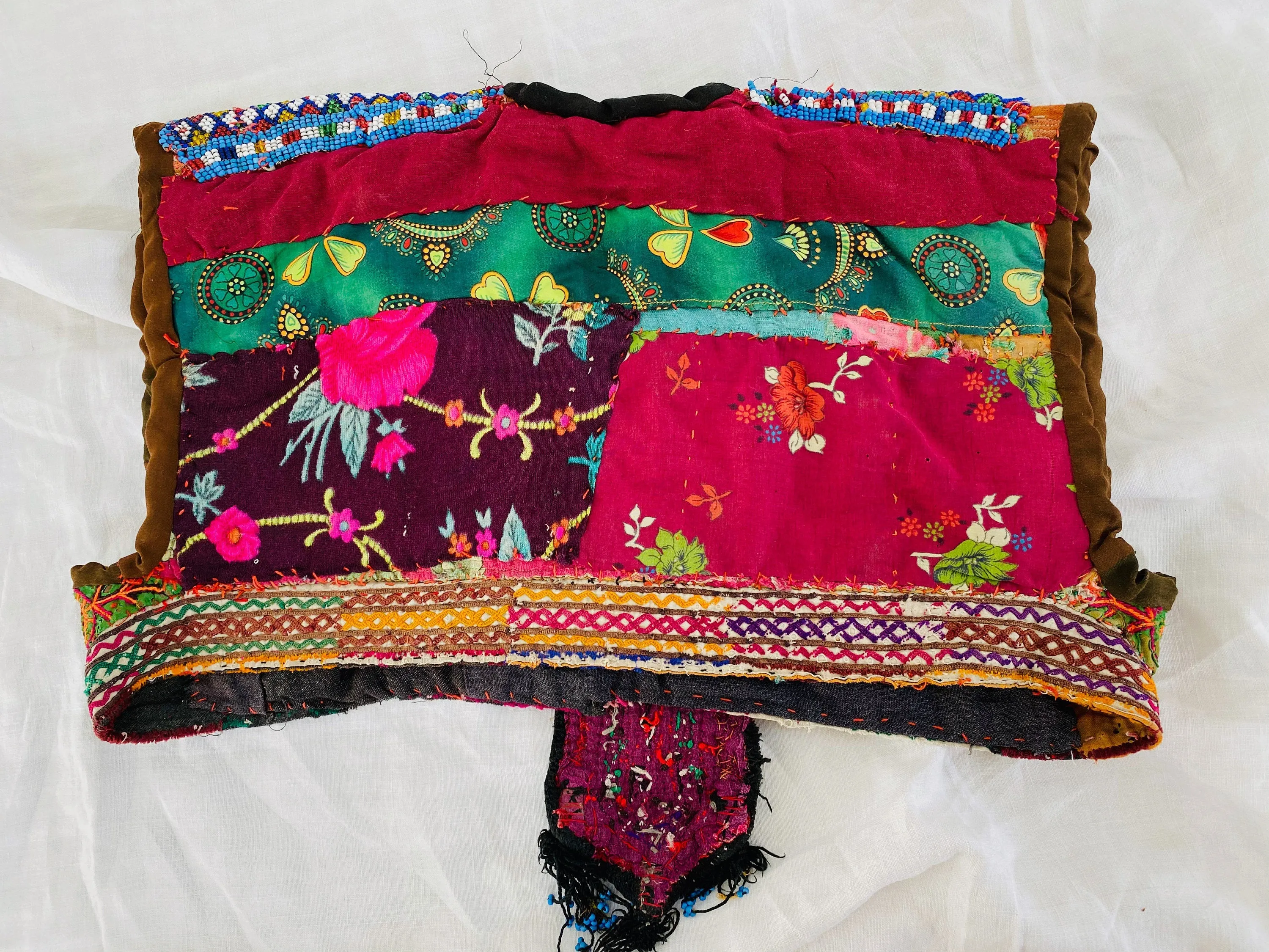 Vintage Balochi Vest. Size S. Embroidered Beaded and Coined