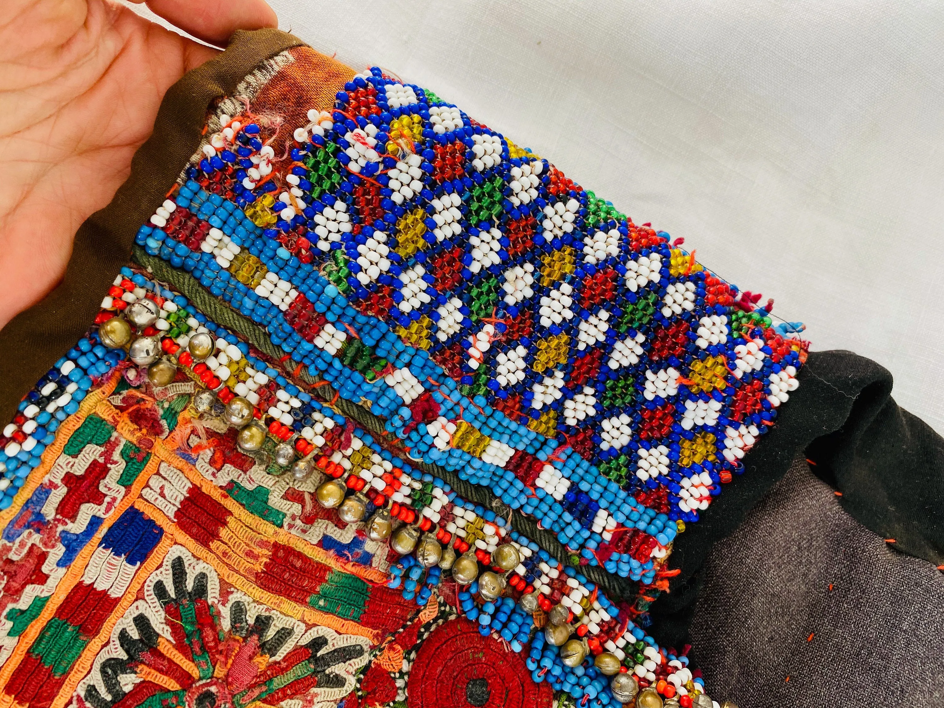 Vintage Balochi Vest. Size S. Embroidered Beaded and Coined