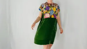 Vintage Guatemala Huipil Dress. Silk Velvet. Chichicastenango.