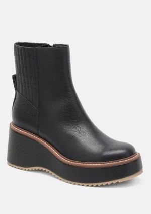 wedge leather bootie