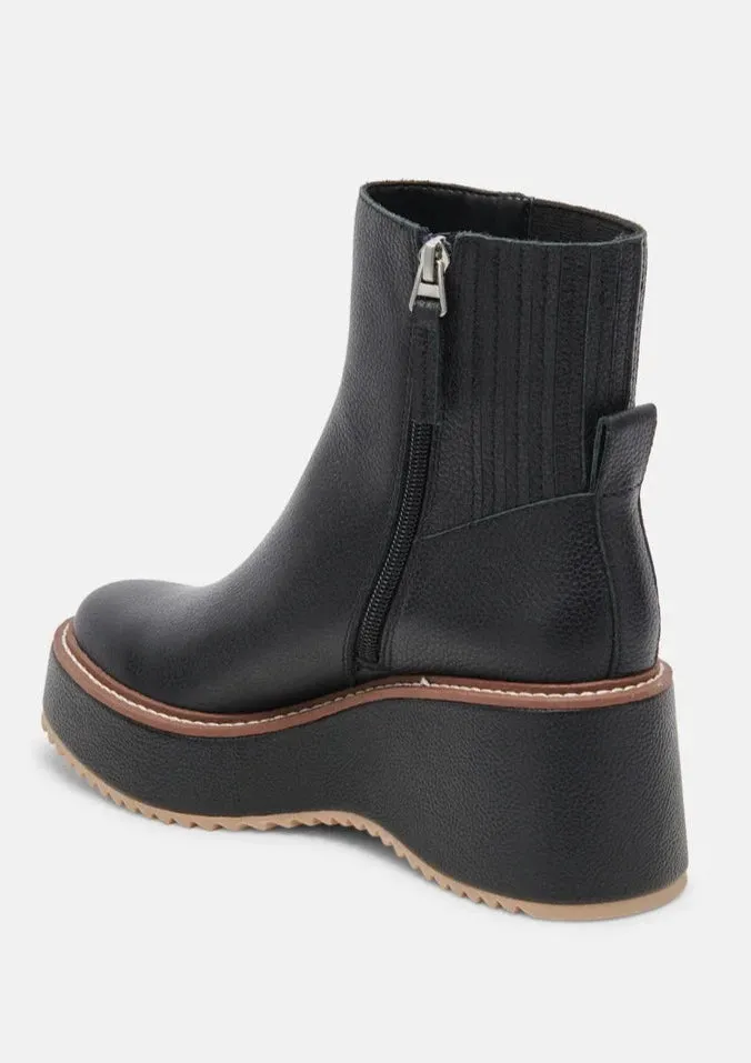 wedge leather bootie