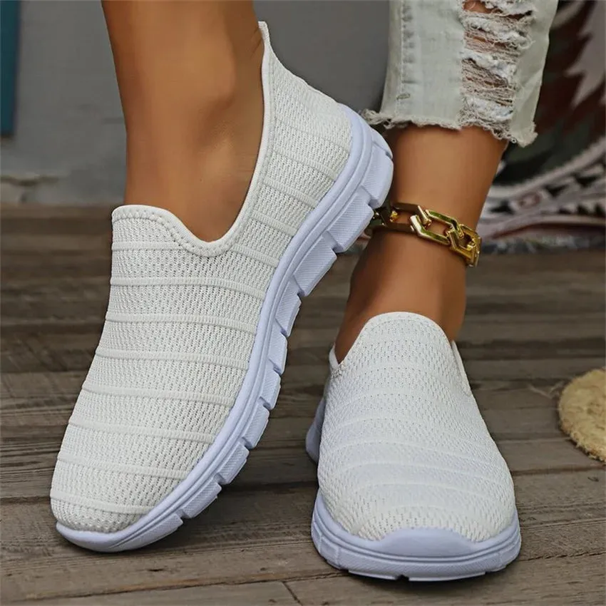 Women Flat Slip on White Shoes Woman Lightweight White Sneakers Summer Autumn Casual Chaussures Femme Basket Flats Shoes