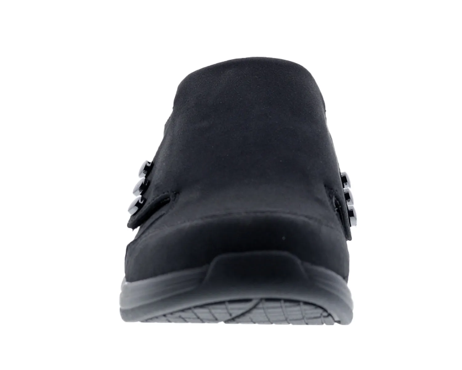 Women's Bouquet Velcro Shoe WIDE WIDE in Black Stretch Leather