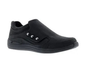 Women's Bouquet Velcro Shoe WIDE WIDE in Black Stretch Leather
