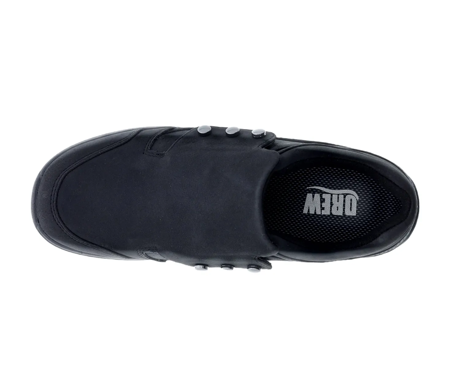 Women's Bouquet Velcro Shoe WIDE WIDE in Black Stretch Leather