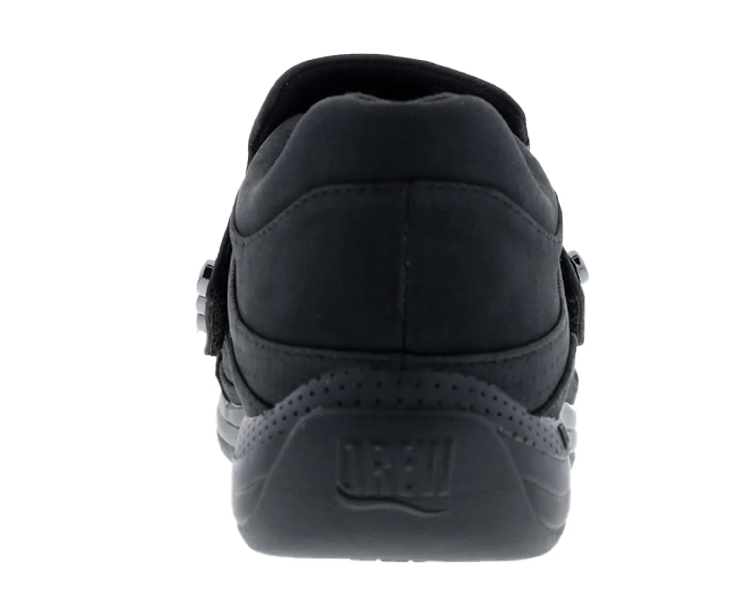 Women's Bouquet Velcro Shoe WIDE WIDE in Black Stretch Leather