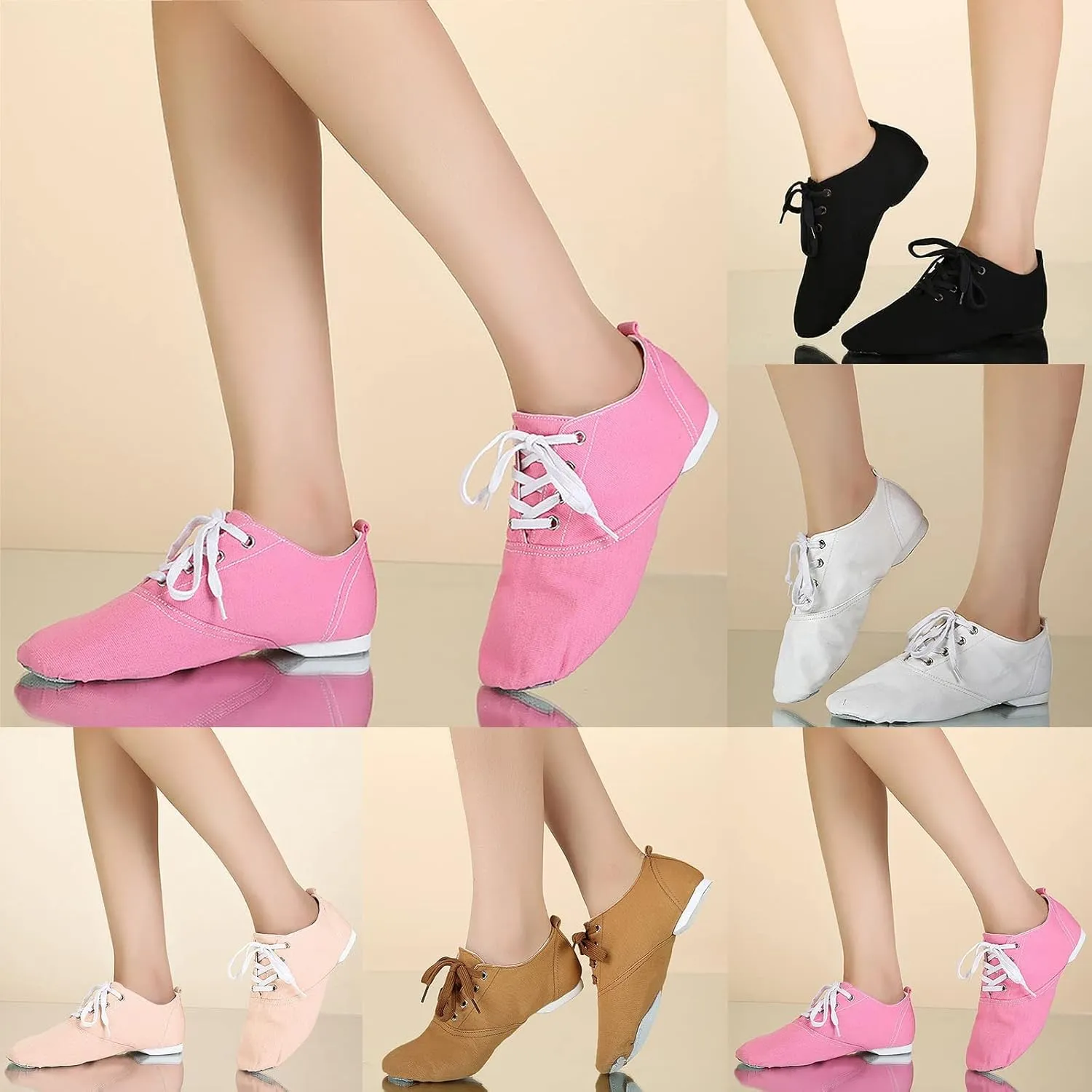 Women's Canvas Dance Shoes Tap Flex Canvas Tap Shoe Ballet Shoes for Women Adult Jazz Dance Sneaker