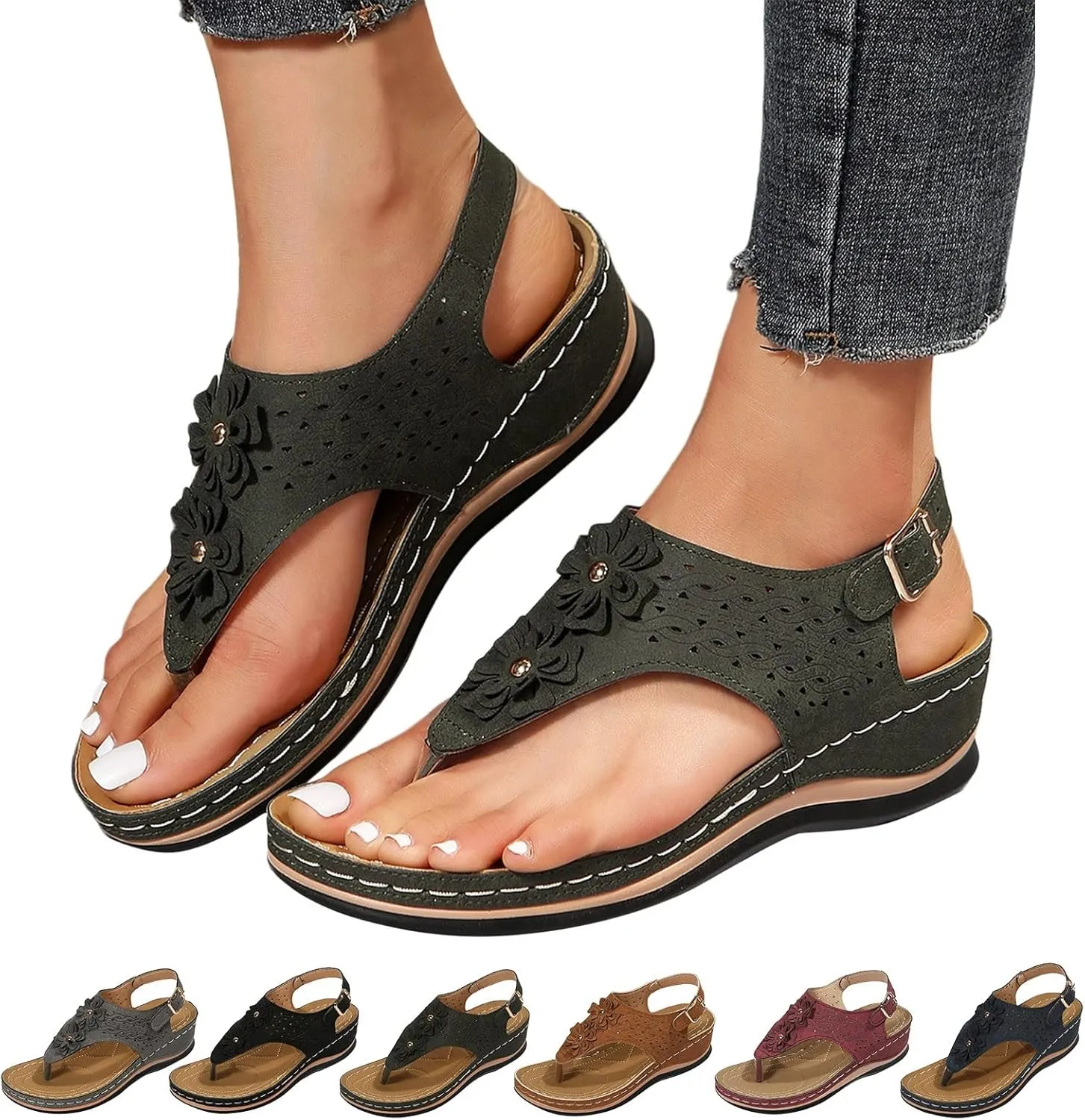 Womens Orthopedic Flip Flops with Arch Support Recovery Sandals Comfortable Walking Shoes Summer Beach Casual Yoga Mat Cushion Lightweight Thong Sandals
