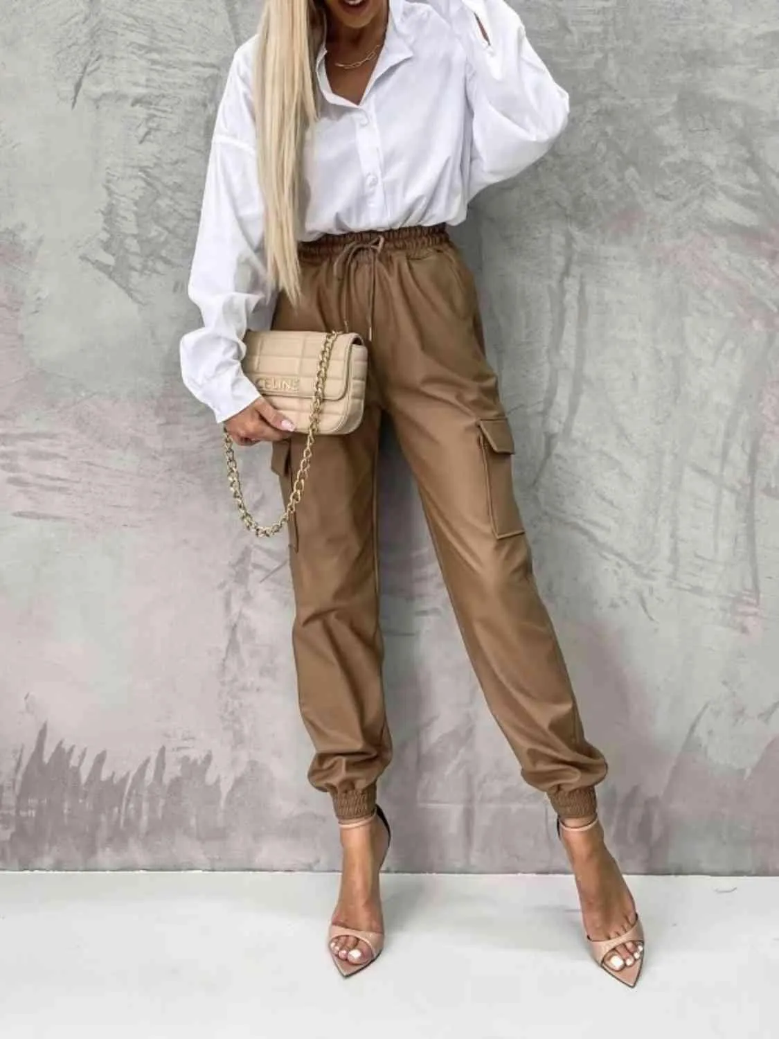 Work In Style Tied High Waist Jogger Cargo Pants