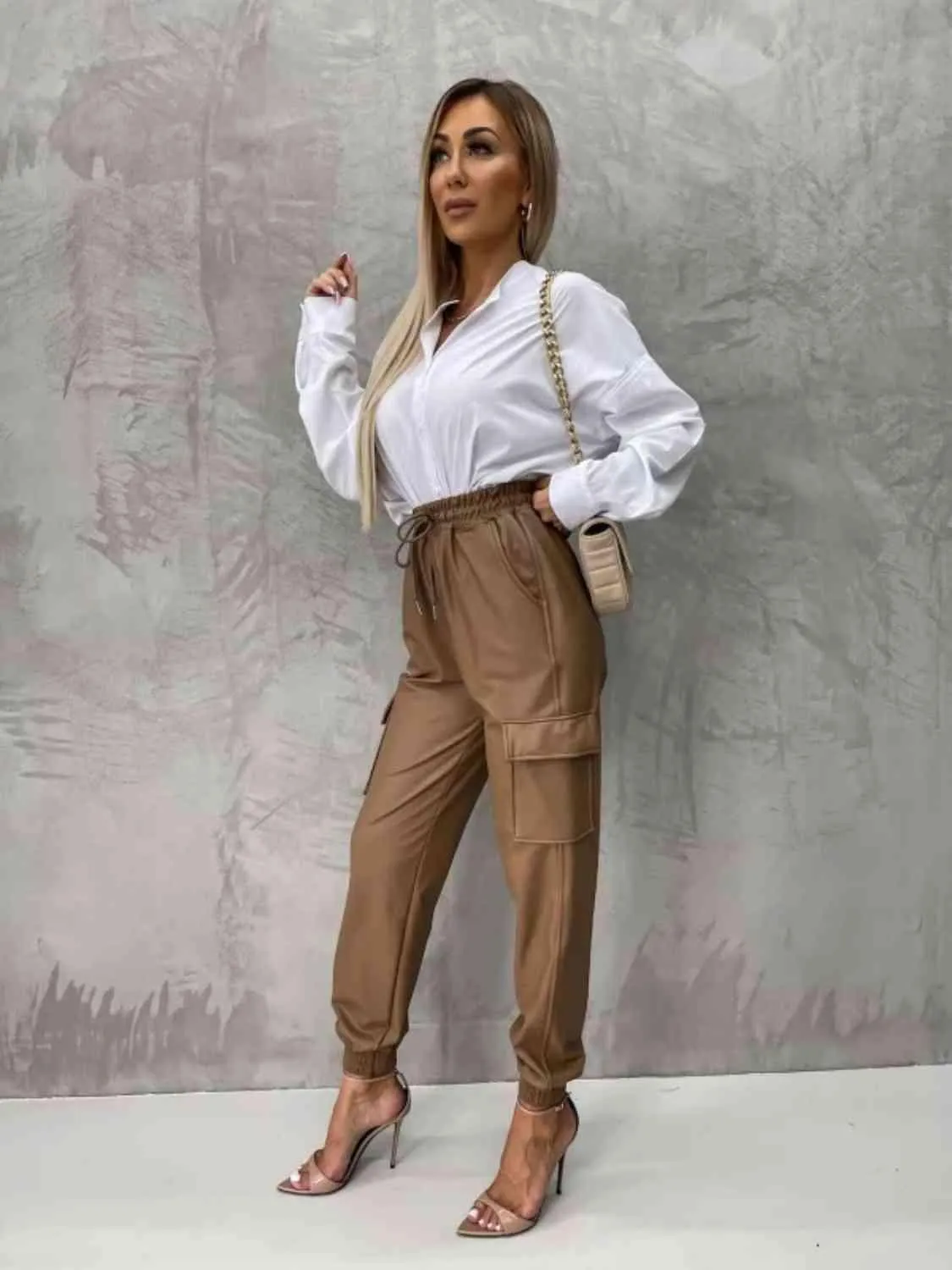Work In Style Tied High Waist Jogger Cargo Pants