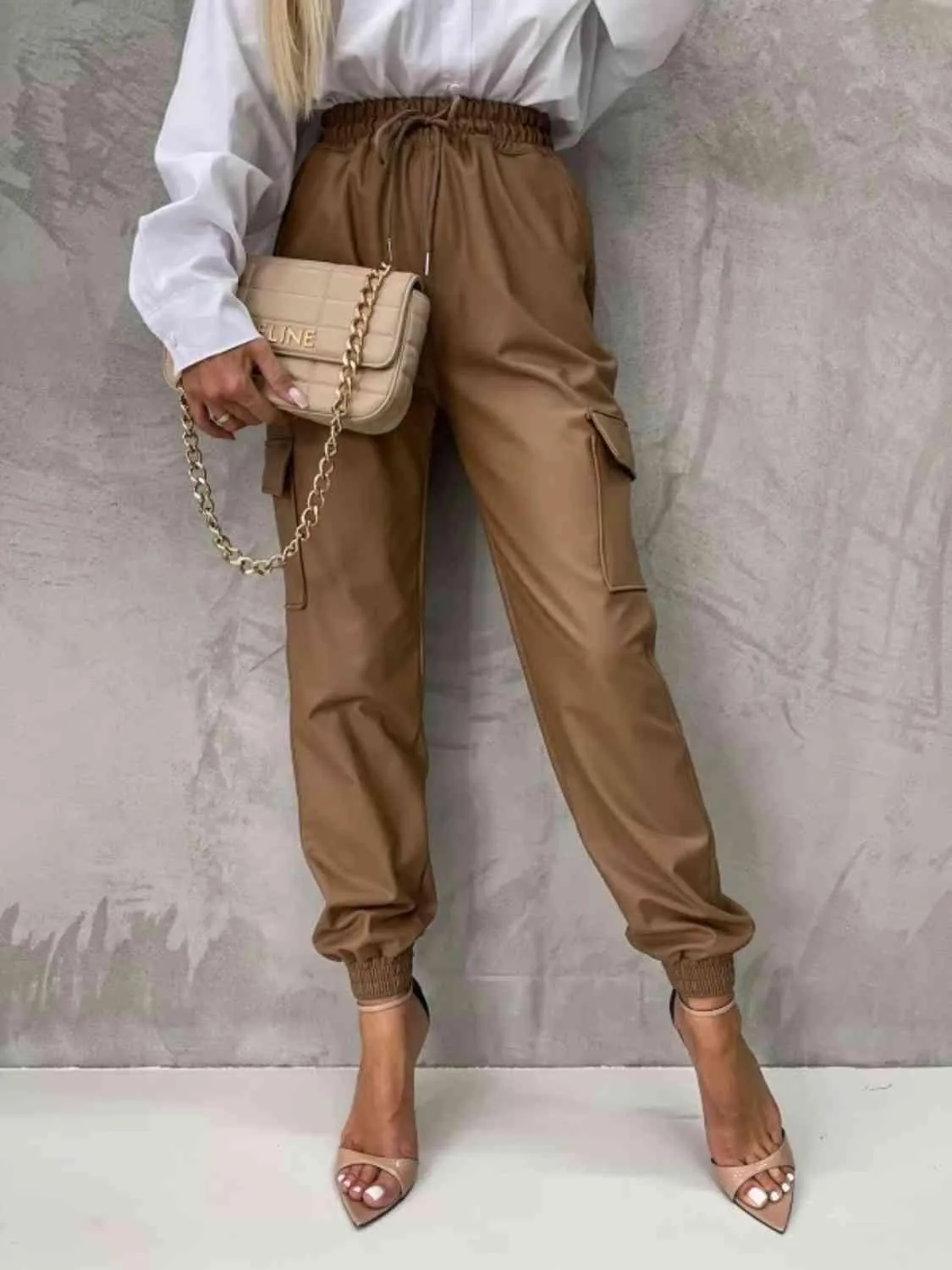 Work In Style Tied High Waist Jogger Cargo Pants